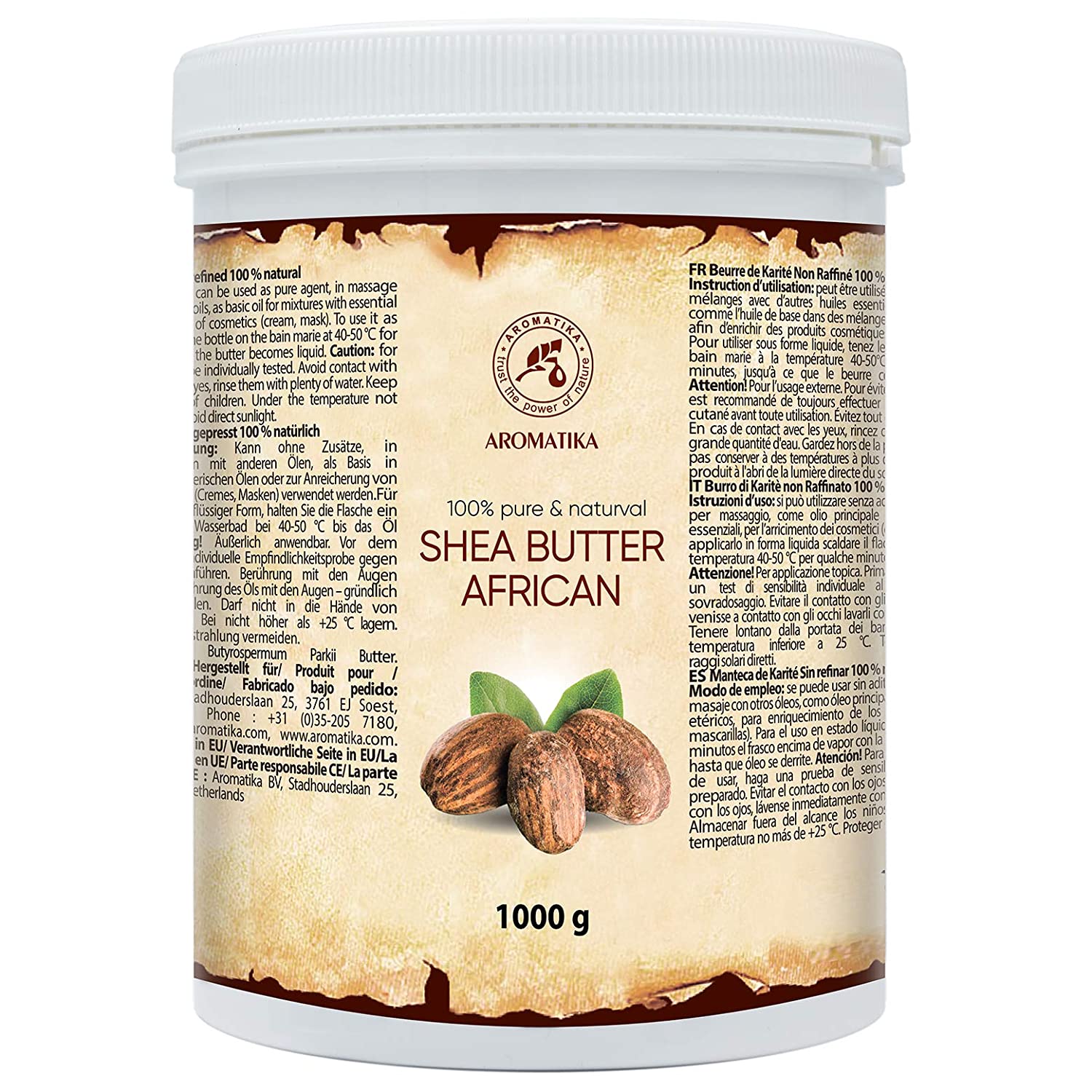  AROMATIKA Shea Butter Cold Pressed 7oz - Unrefined African Shea  Butter - Ghana - 100% Pure & Natural - Best for Hair - Skin - Lip - Face -  Body
